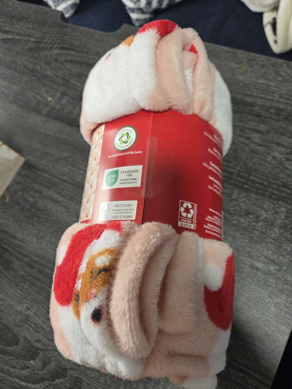 NEW Holiday Time Plush Throw Blanket - Cream and Red Accents